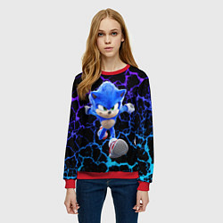 Свитшот женский Sonic неоновый мрамор, цвет: 3D-красный — фото 2