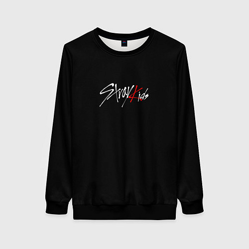 Женский свитшот Stray Kids white logo / 3D-Черный – фото 1