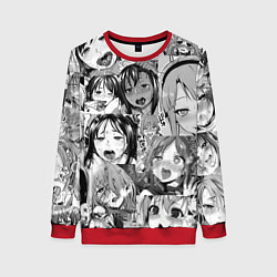 Свитшот женский Ахегао паттерн, цвет: 3D-красный