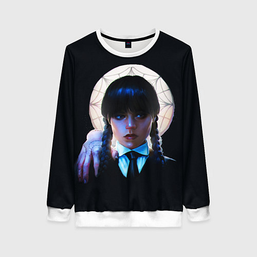 Женский свитшот Уэнсдэй с рукой во мраке / 3D-Белый – фото 1