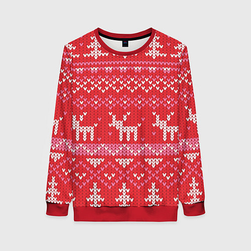 Женский свитшот Тёплые олени / 3D-Красный – фото 1