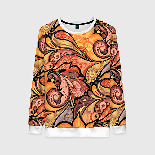 Женский свитшот Multicolored branching floral patterns / 3D-Белый – фото 1