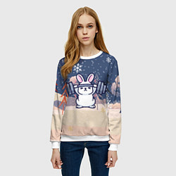 Свитшот женский Зайчонок со штангой, цвет: 3D-белый — фото 2