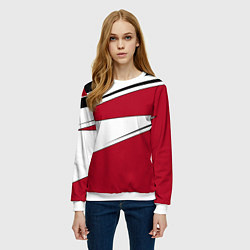 Свитшот женский Красно черная геометрия на белом, цвет: 3D-белый — фото 2
