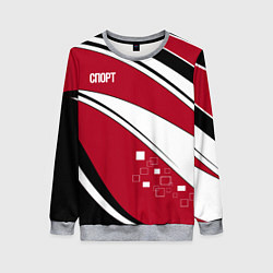 Женский свитшот Красно черная абстракция на белом спорт