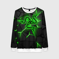 Свитшот женский Razer neon logo, цвет: 3D-белый
