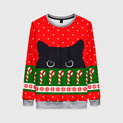 Свитшот женский Котик: новогодний свитер, цвет: 3D-меланж