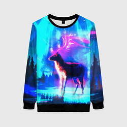 Свитшот женский Благородный олень, цвет: 3D-черный