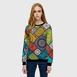 Свитшот женский Patterned mosaic, цвет: 3D-черный — фото 2