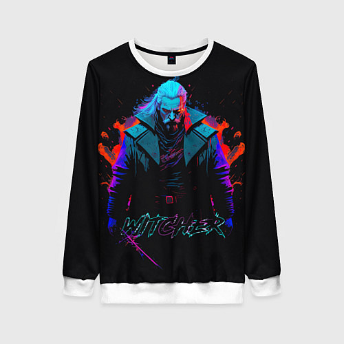Женский свитшот Witcher in neon style / 3D-Белый – фото 1