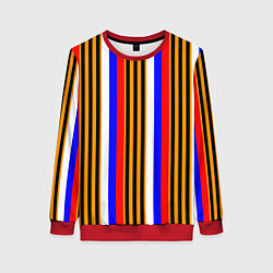 Свитшот женский Полосы триколор георгиевская лента, цвет: 3D-красный
