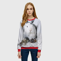 Свитшот женский Кролик с шишками и игрушками, цвет: 3D-красный — фото 2