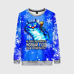 Женский свитшот Котик - не пора ли начинать Новый год нам отмечать