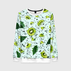 Свитшот женский Киви мята ментол - акварель, цвет: 3D-белый