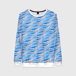 Женский свитшот Плывущие девушки на голубом фоне