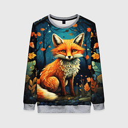 Свитшот женский Лиса в Folk Art стиле, цвет: 3D-меланж