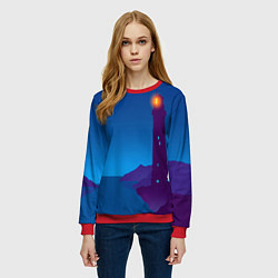 Свитшот женский Маяк в ночи, цвет: 3D-красный — фото 2