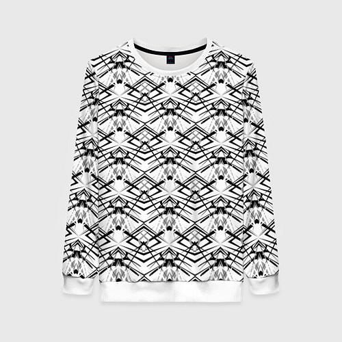 Женский свитшот Черно белый геометрический узор / 3D-Белый – фото 1