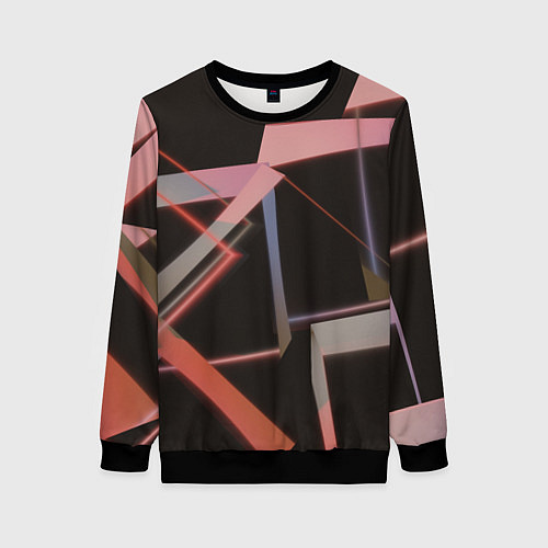 Женский свитшот Абстрактные розовые стеклянные блоки / 3D-Черный – фото 1
