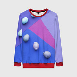 Свитшот женский Линии, фигуры, геометрия и сливы, цвет: 3D-красный