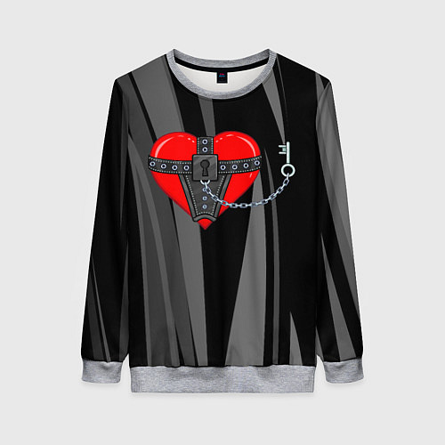 Женский свитшот Сердце и ключ bdsm / 3D-Меланж – фото 1