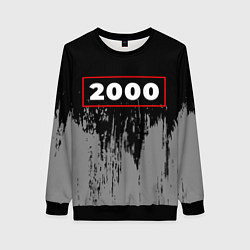 Свитшот женский 2000 - в красной рамке на темном, цвет: 3D-черный