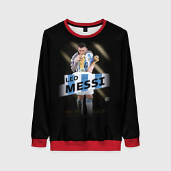 Свитшот женский Лео Месси чемпион Мира, цвет: 3D-красный