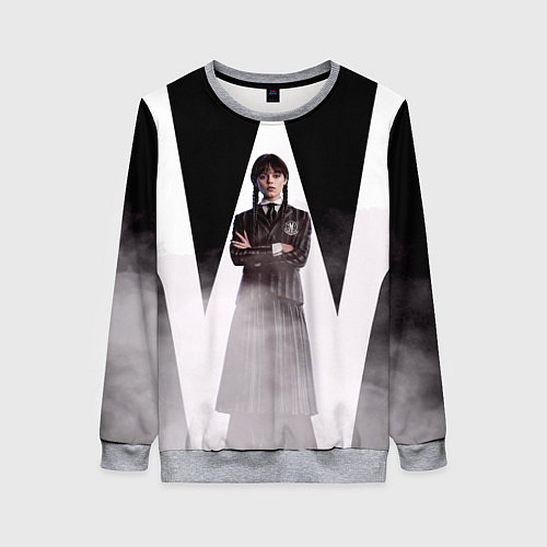 Женский свитшот W wednesday addams / 3D-Меланж – фото 1