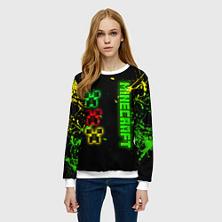 Свитшот женский Minecraft - неоновые логотипы, цвет: 3D-белый — фото 2