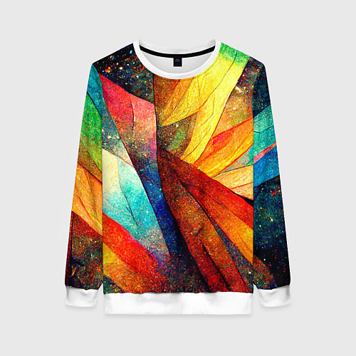 Женский свитшот Радужная абстракция со звездами / 3D-Белый – фото 1