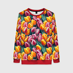 Свитшот женский Роскошные тюльпаны, цвет: 3D-красный
