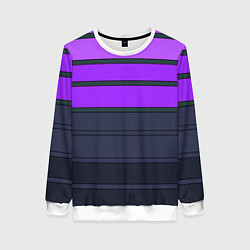 Свитшот женский Полосатый узор в серых и фиолетовых тонах, цвет: 3D-белый