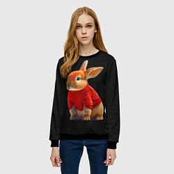 Свитшот женский Кролик в свитере, цвет: 3D-черный — фото 2