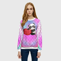 Свитшот женский Милая панда с сердечком, цвет: 3D-белый — фото 2