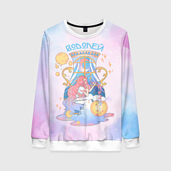 Женский свитшот Водолей в стиле аниме на акварельном фоне