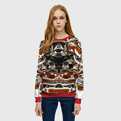Свитшот женский Бело - коричневая абстракция, цвет: 3D-красный — фото 2