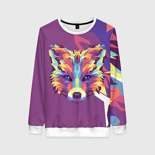 Женский свитшот Голова лиса в стиле поп-арт / 3D-Белый – фото 1