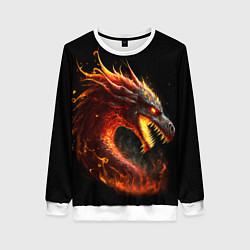 Свитшот женский Яростный огненный дракон, цвет: 3D-белый