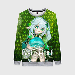 Свитшот женский Нахида - Малая властительница Кусанали элементали, цвет: 3D-меланж