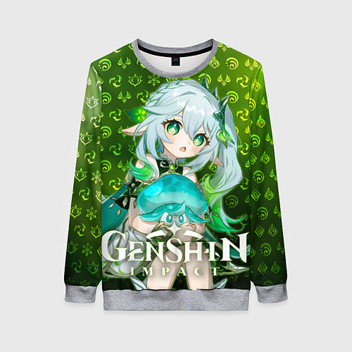 Женский свитшот Нахида - Малая властительница Кусанали элементали / 3D-Меланж – фото 1