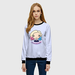 Свитшот женский Энид - оборотень в форме на сиреневом фоне, цвет: 3D-черный — фото 2