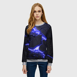Свитшот женский Красивая синяя неоновая лава, цвет: 3D-меланж — фото 2
