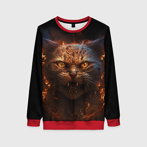 Женский свитшот Огненный кот / 3D-Красный – фото 1
