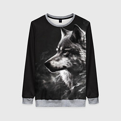 Женский свитшот Волк в белом дыму