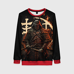 Женский свитшот Самурай и иероглифы