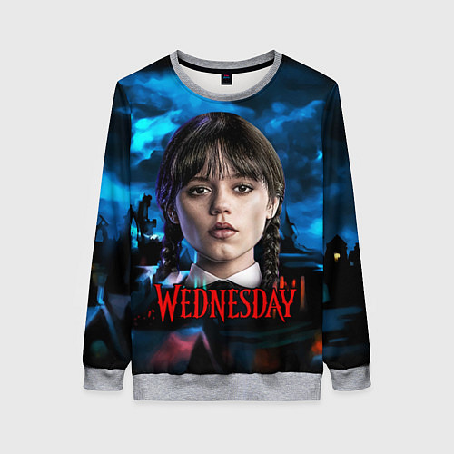 Женский свитшот Wednesday horror / 3D-Меланж – фото 1