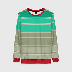 Женский свитшот Полосатый оливковый зеленый изумрудный узор