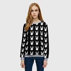 Свитшот женский Bunny pattern black, цвет: 3D-меланж — фото 2