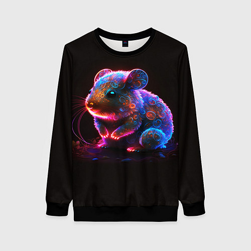 Женский свитшот Неоновый хомячок / 3D-Черный – фото 1