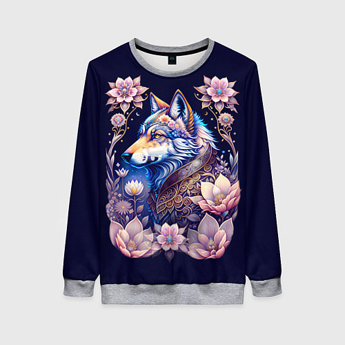 Женский свитшот Мистическая волчица / 3D-Меланж – фото 1